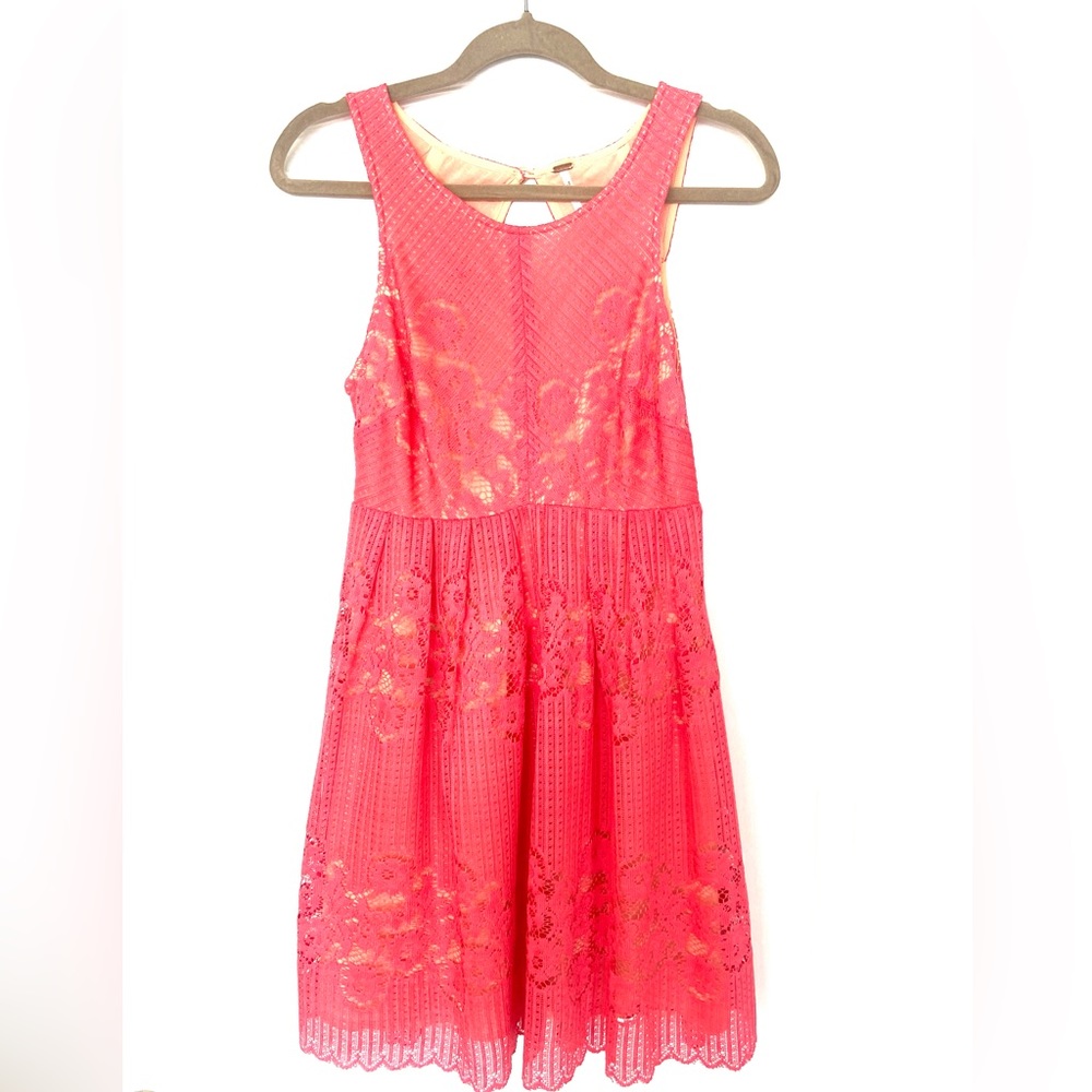 Free People Barbie Pink Crochet Mini Dress